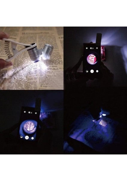 Evrensel LED Işıklı Mini Cep Mikroskobu, Tüm Kameralı Telefonlar Için NO:9882W