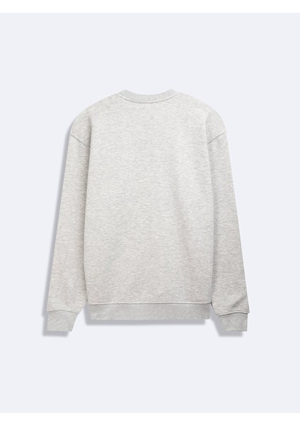 Uzun Kollu Sıfır Yaka Slogan Baskılı Gri Sweatshırt modelleri