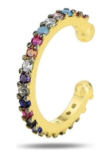 Renkli Taşlı, Şık Sıkıştırmalı Kıkırdak Küpe, Zarif ve Modern Tasarım fiyatları