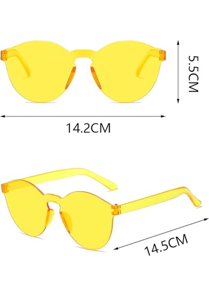 Bfs Sert Mika Oval Şekilli Çerçevesiz Sarı Gözlük Retro Parti 5X14 cm fiyatları