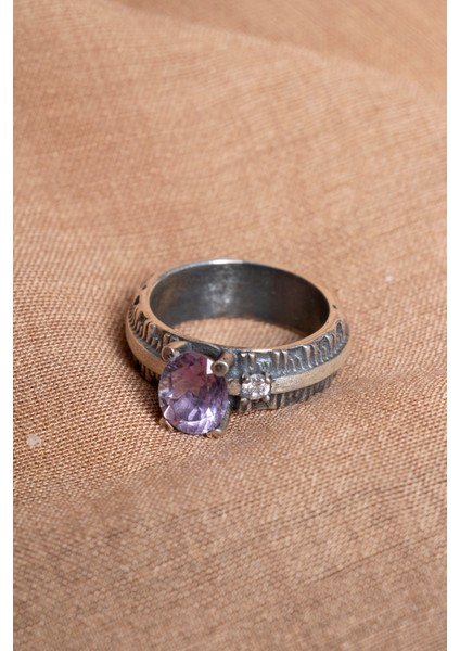 Mor Ametist Doğal Taş 925 Ayar Gümüş Şık Yüzük indirimleri
