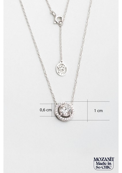 Şık 45 cm Gümüş Kolye, Mozanit Taşlı, 18 Ayar Beyaz Altın Kaplama fiyatları