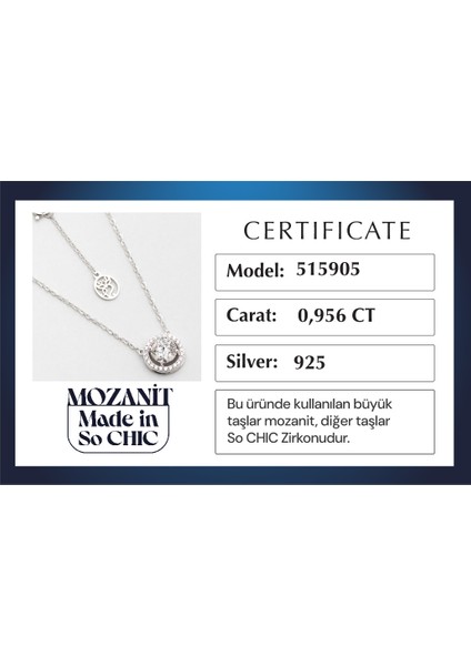 Şık 45 cm Gümüş Kolye, Mozanit Taşlı, 18 Ayar Beyaz Altın Kaplama fırsatları