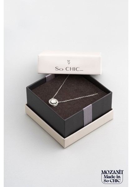Şık 45 cm Gümüş Kolye, Mozanit Taşlı, 18 Ayar Beyaz Altın Kaplama indirimleri