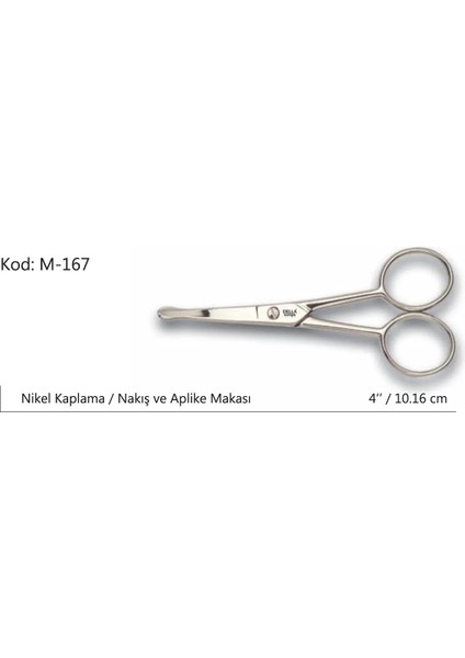 Europe Aplike ve Nakış Makası Kıvrık Küt Uçlu No:4 10,16 cm