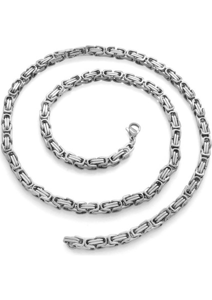 Gümüş Renk 5 mm Kalın Çelik Kral Zincir, Şık ve Dayanıklı Takı Aksesuarı