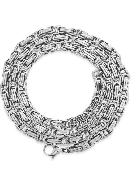 Gümüş Renk 5 mm Kalın Çelik Kral Zincir, Şık ve Dayanıklı Takı Aksesuarı fırsatları