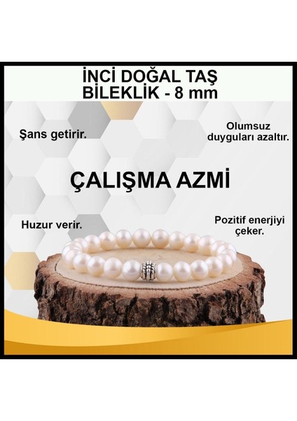 Renkli Inci Doğal Taş Bileklik, Şık ve Zarif Tasarım, 8 Mm, Kaliteli ve Sertifikalı