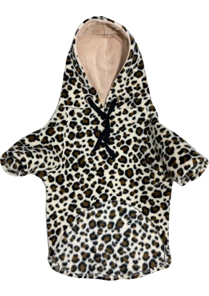 Leopar -Kanguru Cepli Kedi-Köpek Polar Hoodie Sweatshirt fiyatları