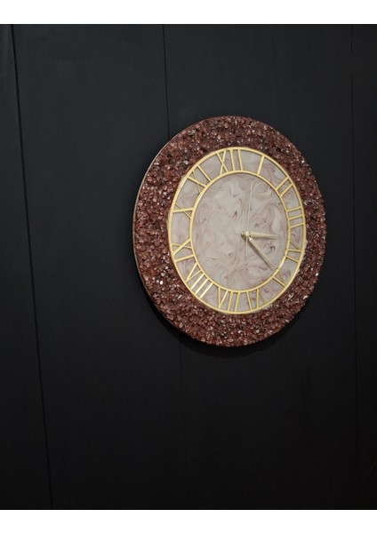 Duvar Saati - 35CM - Modern Dekoratif Duvar Saati - Epoksi Duvar Saati - El Yapımı Duvar Saati - Bordo Krem Tasarım fiyatları
