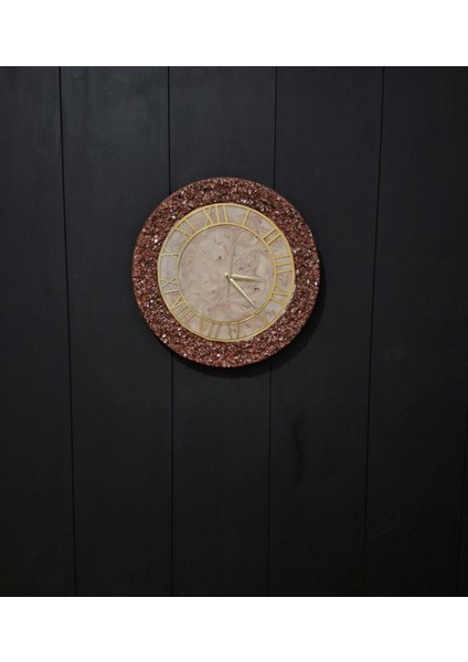 Duvar Saati - 35CM - Modern Dekoratif Duvar Saati - Epoksi Duvar Saati - El Yapımı Duvar Saati - Bordo Krem Tasarım fırsatları