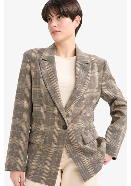 Regular Fit Kareli Blazer Ceket G0678AX25AU