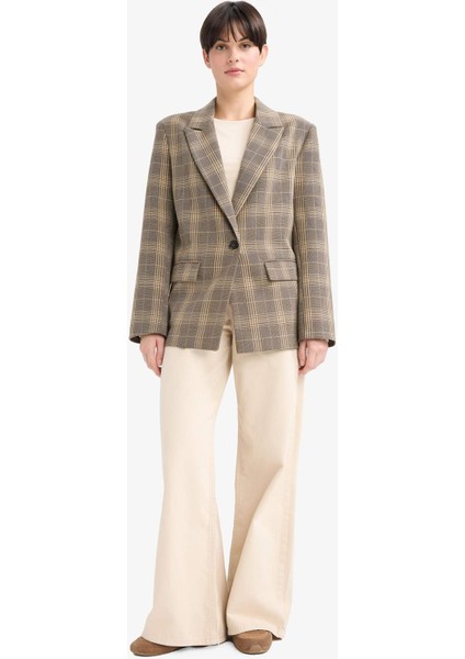 Regular Fit Kareli Blazer Ceket G0678AX25AU fiyatları