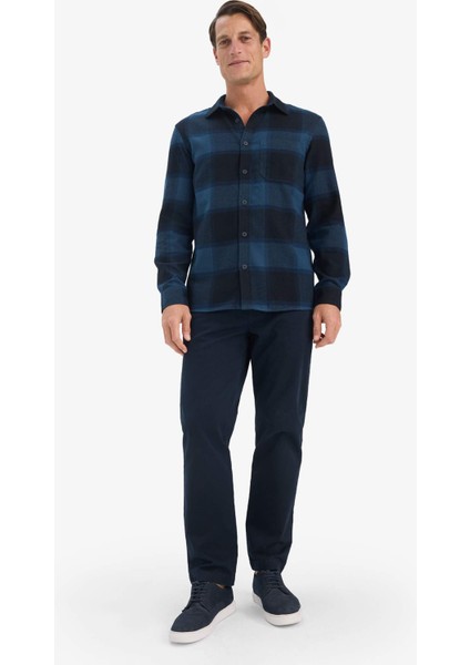 Regular Fit Polo Yaka Kareli Flanel Uzun Kollu Gömlek E8242AX25AU fiyatları