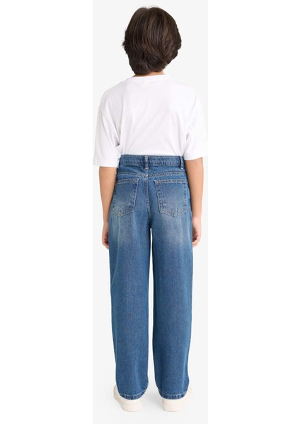 Erkek Çocuk Loose Fit Yırtık Detaylı Düz Paça Jean Pantolon G3257A825WN