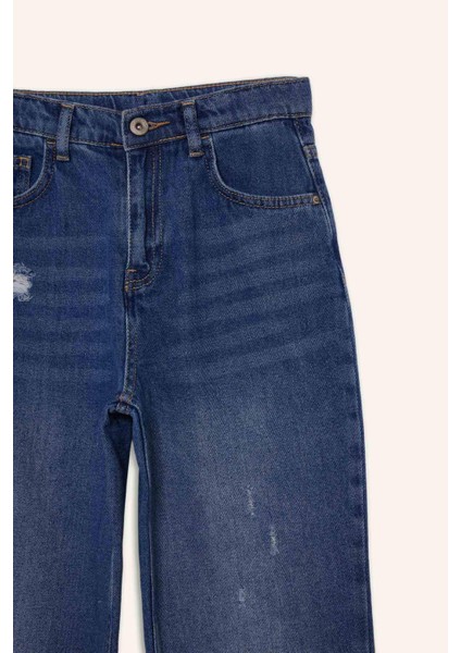 Erkek Çocuk Loose Fit Yırtık Detaylı Düz Paça Jean Pantolon G3257A825WN