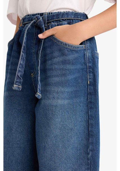 Kız Çocuk Wide Baggy Fit Beli Lastikli Jean Pantolon G2949A825WN