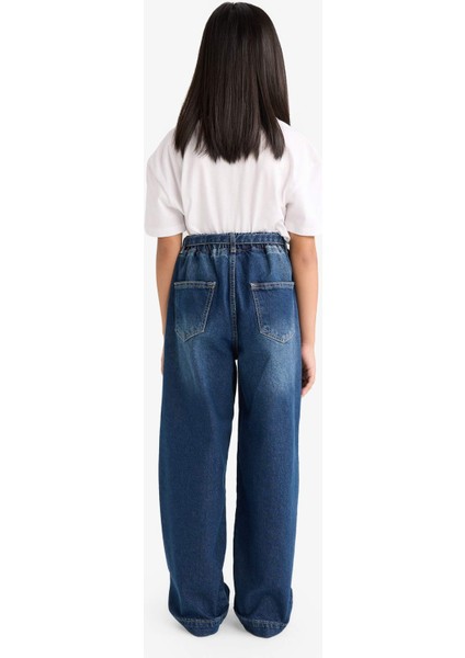 Kız Çocuk Wide Baggy Fit Beli Lastikli Jean Pantolon G2949A825WN