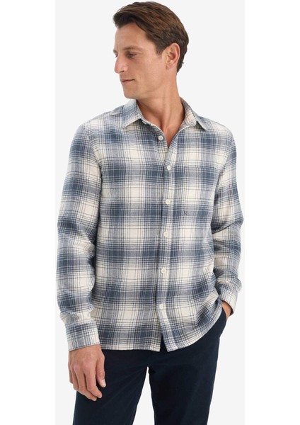 Regular Fit Polo Yaka Kareli Flanel Uzun Kollu Gömlek E8184AX25WN modelleri