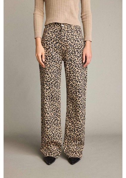 Leopar Desenli Geniş Paça Pantolon G4300AX25WN indirimleri