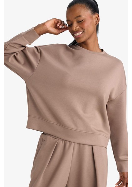 Oversize Geniş Kalıp Bisiklet Yaka Modal Sporcu Sweatshirt E8954AX25AU