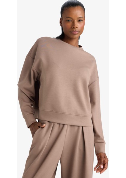 Oversize Geniş Kalıp Bisiklet Yaka Modal Sporcu Sweatshirt E8954AX25AU modelleri