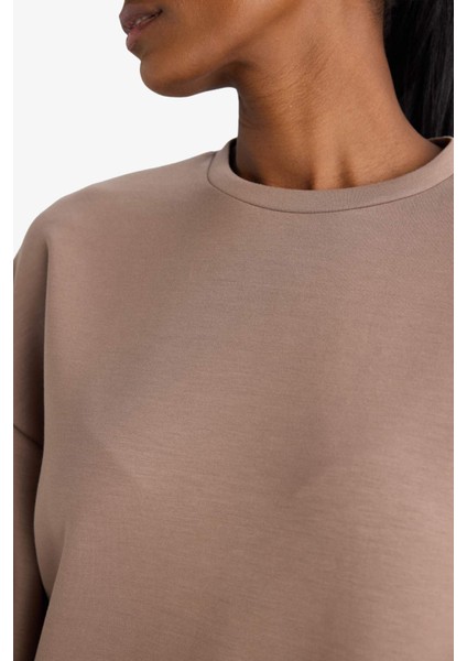 Oversize Geniş Kalıp Bisiklet Yaka Modal Sporcu Sweatshirt E8954AX25AU