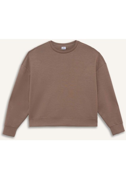 Oversize Geniş Kalıp Bisiklet Yaka Modal Sporcu Sweatshirt E8954AX25AU