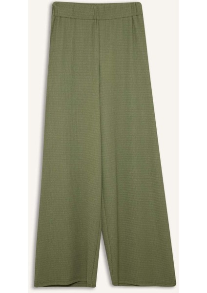 Straight Fit Beli Lastikli Basic Düz Bürümcük Geniş Paça PANTOLON D7522AX25SP