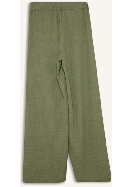 Straight Fit Beli Lastikli Basic Düz Bürümcük Geniş Paça PANTOLON D7522AX25SP