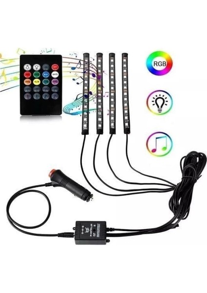 Araç Içi Ayak Altı Sese Duyarlı Şerit LED 4'lü Set fiyatları