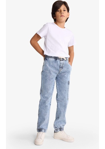 Erkek Çocuk Jogger Fit Beli Lastikli Jean Pantolon G2775A825AU