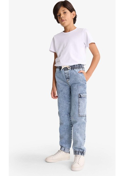 Erkek Çocuk Jogger Fit Beli Lastikli Jean Pantolon G2775A825AU fırsatları
