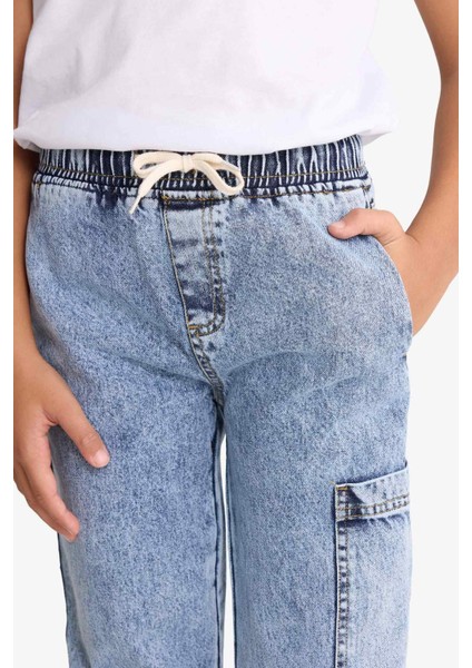 Erkek Çocuk Jogger Fit Beli Lastikli Jean Pantolon G2775A825AU