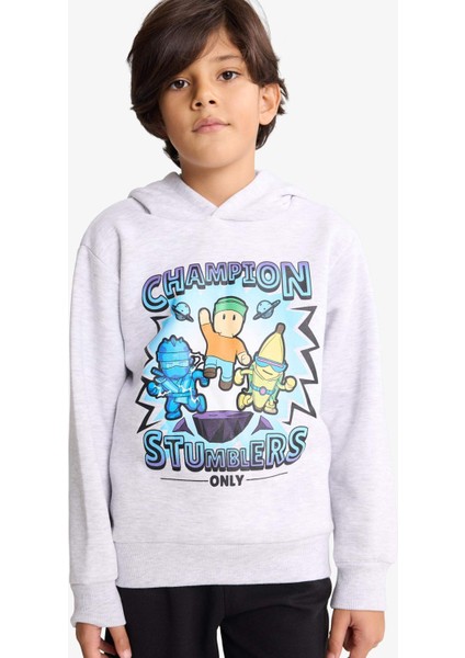 Erkek Çocuk Stumble Guys Kapüşonlu İçi Yumuşak Tüylü Sweatshirt G0054A825WN