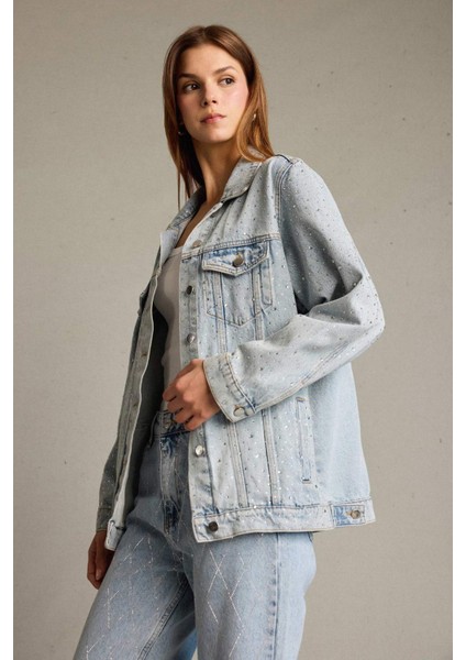 Düğmeli Cepli Denim Ceket modelleri