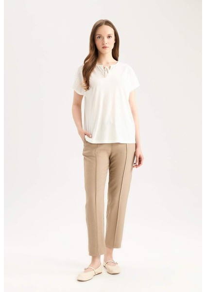 Lastikli Bel Bağcıklı Basic Düz Paça Jogger Pantolon D2573AX25SP