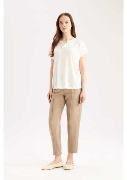 Lastikli Bel Bağcıklı Basic Düz Paça Jogger Pantolon D2573AX25SP fiyatları