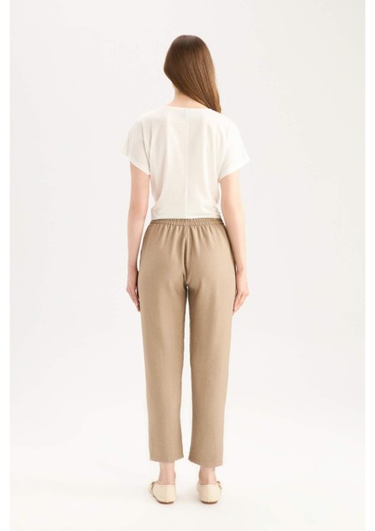 Lastikli Bel Bağcıklı Basic Düz Paça Jogger Pantolon D2573AX25SP