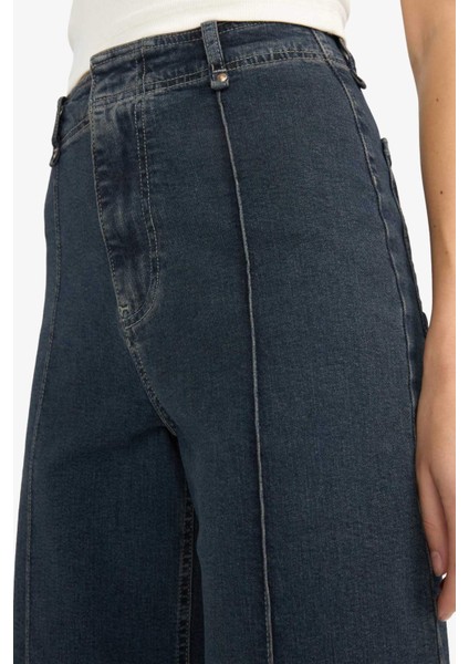 Culotte Yüksek Bel Uzun Jean Yıkamalı Pantolon F5537AX25AU indirimleri