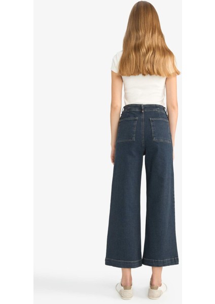 Culotte Yüksek Bel Uzun Jean Yıkamalı Pantolon F5537AX25AU