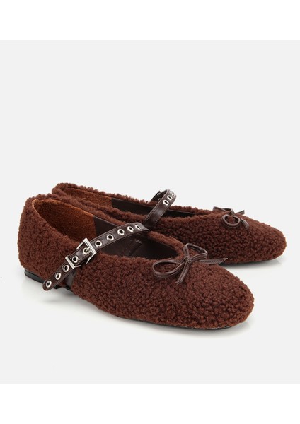 01AYH314660A480 KADIN Kahverengi Peluş Kürklü Zımbalı Babet fiyatları