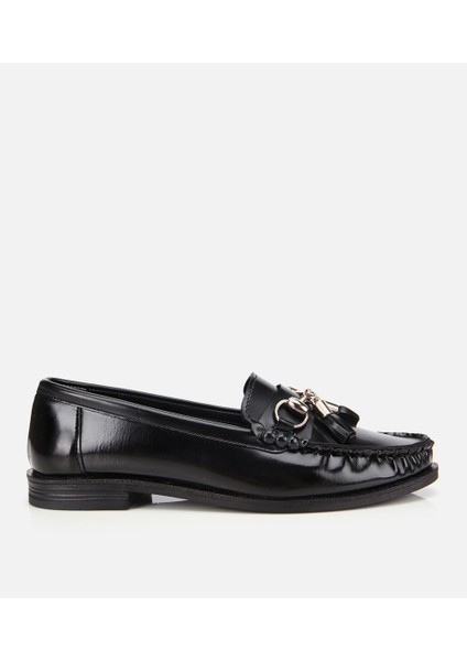 01AYH314690A100 KADIN Rugan Siyah Püsküllü Klasik Loafer