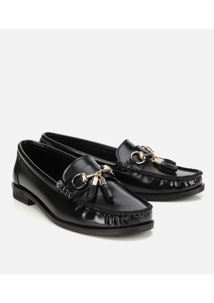 01AYH314690A100 KADIN Rugan Siyah Püsküllü Klasik Loafer fiyatları