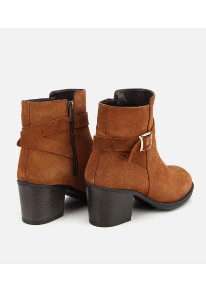 01BOH314580A370 KADIN Süet Deri Taba Tokalı Bilekte Topuklu Bot fırsatları