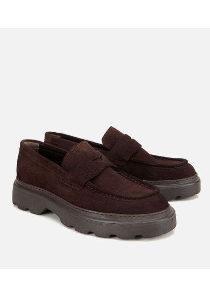02AYH313930A480 ERKEK Süet Deri Kahverengi Kalın Tabanlı Günlük Loafer fiyatları