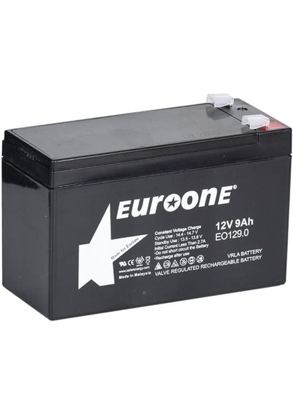 Euroone EO-129.0 12 Volt 9 Amper Bakımsız Kuru Akü