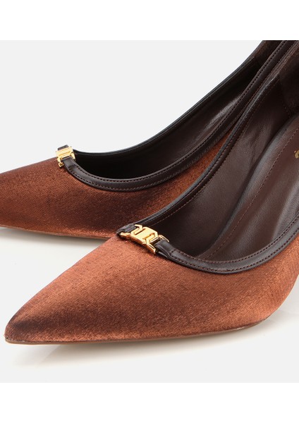 01AYH314760A410 KADIN Saten Açık Kahverengi Gold Detaylı Yüksek Topuklu Stiletto modelleri