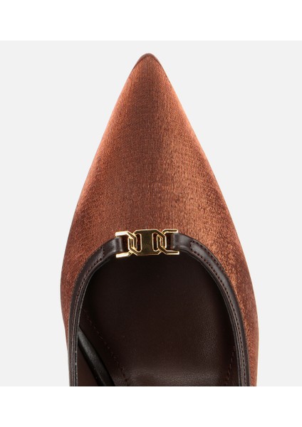 01AYH314760A410 KADIN Saten Açık Kahverengi Gold Detaylı Yüksek Topuklu Stiletto indirimleri