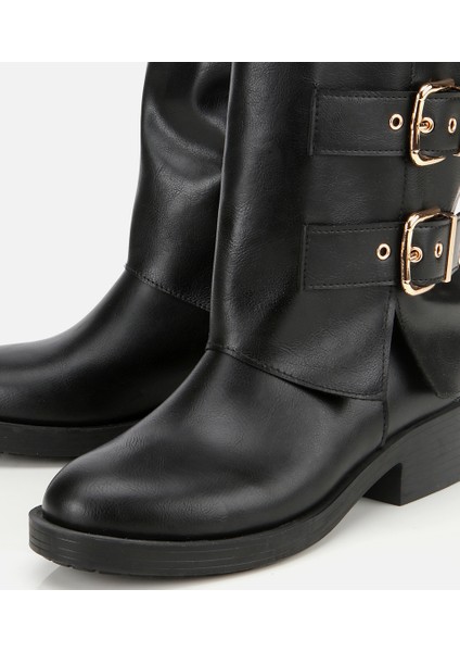 01CIH315130A100 KADIN Siyah Tokalı Düz Çizme modelleri